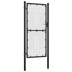 Single Door Fence Gate 39.4"x68.9" Black