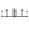 Double Door Fence Gate with Spear Top 157.5"x78.7"