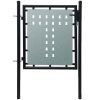 Single Door Fence Gate Galvanized Steel 3.28ftx2.46ft Black