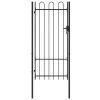 Fence Gate Single Door with Arched Top Steel 39.4"x78.7" Black