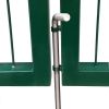 Garden Fence Gate with Posts 137.8"x47.2" Steel Green