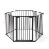 146" Extra Wide Baby Gate, 6-Panel Baby Pet Playpen, Fireplace Safety Fence, Foldable Barrier Gate, Black