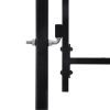 Fence Gate Single Door with Arched Top Steel 39.4"x68.9" Black