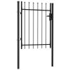 Fence Gate Single Door with Spike Top Steel 3.3'x3.9' Black