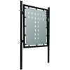 Single Door Fence Gate Galvanized Steel 3.28ftx2.46ft Black