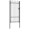 Fence Gate Single Door with Arched Top Steel 39.4"x78.7" Black