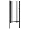 Fence Gate Single Door with Spike Top Steel 3.3'x6.6' Black