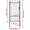 Fence Gate Single Door with Arched Top Steel 39.4"x78.7" Black