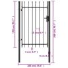 Fence Gate Single Door with Spike Top Steel 3.3'x4.9' Black